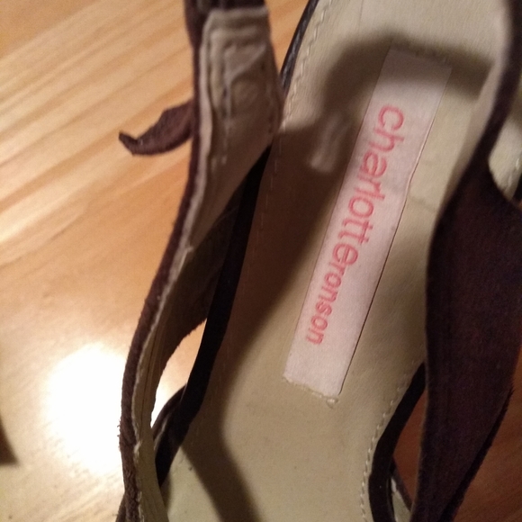 Suede Cork-Heeled Platform Sandals - Picture 3 of 5